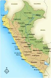 Map of Peru, South America
